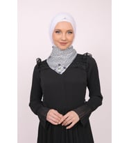 Siyah Çizgili Filistin Şal Kefiye Fular Saçaksızlı Filistin Fular Unisex S100011