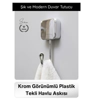 Krom Görünümlü Plastik Tekli Havlu Askısı Duvara Monte