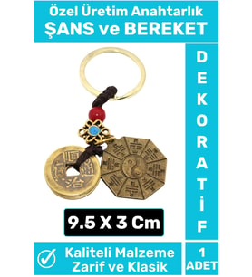 Özel Seri Yüksek Kaliteli Dayanıklı Dekoratif Şık Hediyelik ŞANS VE BEREKET Motifli Anahtarlık