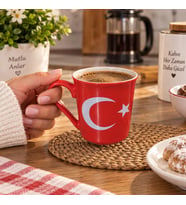 Kupa Bardak 240 ML Porselen Türk Bayraklı Kahve Çay Kupası