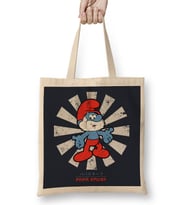 Papa Smurf Retro Japanese Bez Çanta Uzun Saplı