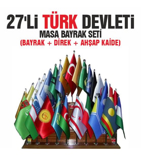 27'li Türk Devletleri Masa Bayrağı Seti 15x22,5