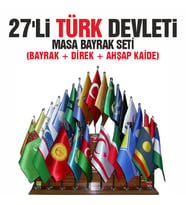 27'li Türk Devletleri Masa Bayrağı Seti 15x22,5