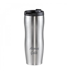 Wings Brushed İsme Özel Çelik Kupa 400ml.  304 Paslanmaz Çelik - Kaydırmaz Taban - Süzgeçli - Kilitli Bardak Kapak - Sızdırmaz (Karışık)