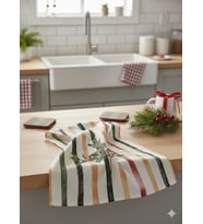 Christmas  %100 Pamuk Baskılı Kurulama Bezi – 40×60 cm Yılbaşı Temalı (Yeşil)
