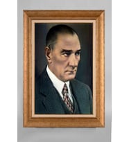 Altın Varaklı Çerçeveli Paspartulu Atatürk Tablo a200 (Gold)