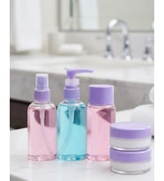 Mey İthalat® Taşınabilir 5’li Seyahat Banyo Seti Şeffaf Kozmetik Kapları