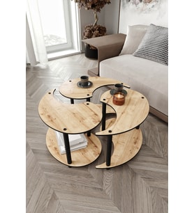 Yang Unity Serenity Orta Sehpa 3 Lü Safir Meşe 70 Cm