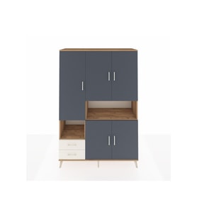 Hyperion Dolap 10 Raflı 2 Çekmeceli 5 Kapaklı 132x44x195 Çam-Antrasit/Aytaşı