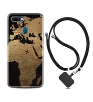 Oppo A5S A15 A16 A54 A55 A73 A74 Kılıf Boyun Askılı Silikon Map Planet 1656