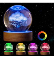Wolawood Kristal Cam Kar Küresi 3D Renk Değiştiren Rgb'li Doğal Ahşap Standlı USB Kablolu LED Işıklı Lamba Seti Konsept Dekoratif Hediyelik Eşya Top Dekor Özel Premium Seri