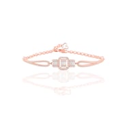 Gümüş rose baget  taşlı bilezik SGTL11735ROSE