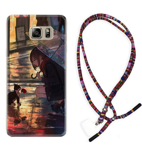 Samsung S7 Edge S20 Fe Plus Ultra S21 S22 Kılıf Boyun Asklı Rasta Silikon Kız ve Kedi 1762