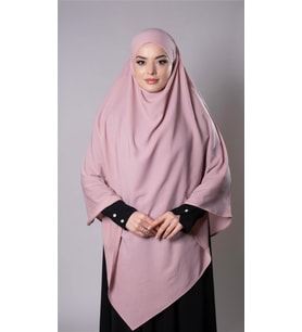 Pudra Pratik Hazır Geçmeli Tesettür Eşarp Medine İpeği Bağcıklı Sufle Hijab 2301_06