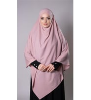 Pudra Pratik Hazır Geçmeli Tesettür Eşarp Medine İpeği Bağcıklı Sufle Hijab 2301_06