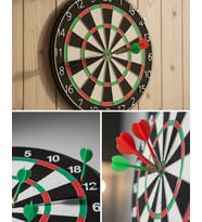 Kaliteli Ahşap Dart Tahtası 12 İnç 4 Adet Metal İğne Uçlu Ok