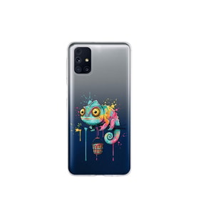 Samsung Galaxy M31s ile Uyumlu Splash Bukalemun Tasarımlı Şeffaf Silikon Kılıf