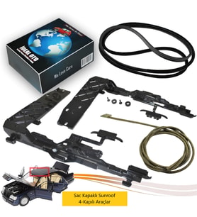 Mercedes S W140 1991-1998 (4 Kapı) Sac Tavanlı Elektrikli Sunroof Kızağı, Teli ve Conta Fitil Seti