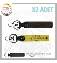Motorcu Dostlara Özel, İsim Plaka ve 0 Rh (+) Kan Grubu 2'li Anahtarlık Hediyelik, Sarı-K Kahve-Ysl (Çok Renkli)