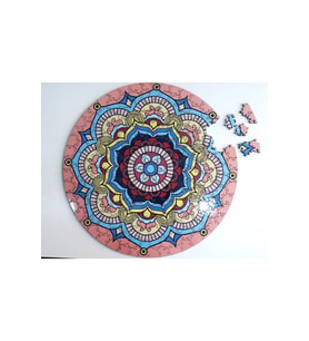 YUVARLAK PUZZLE 208 PARÇA AHŞAP pembe mandala