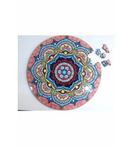 YUVARLAK PUZZLE 208 PARÇA AHŞAP pembe mandala