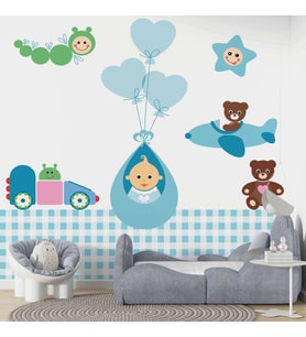 Uçan Bebek Çocuk Odası Duvar Kağıdı Baskı