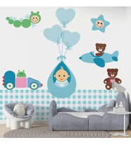 Uçan Bebek Çocuk Odası Duvar Kağıdı Baskı