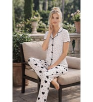 Kadın 01643 Kısa Kol Kaşkorse Pijama Takımı