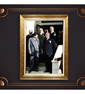 Altın Varaklı Çerçeveli Paspartulu Atatürk Tablo z4714 (Gold)