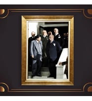 Altın Varaklı Çerçeveli Paspartulu Atatürk Tablo z4714 (Gold)