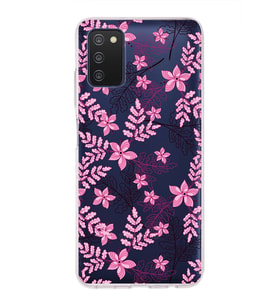 Samsung Galaxy A03s Uyumlu Kapak Floral Pembe Tasarımlı Şeffaf Silikon Kılıf