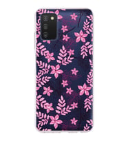 Samsung Galaxy A03s Uyumlu Kapak Floral Pembe Tasarımlı Şeffaf Silikon Kılıf