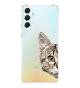 Samsung Galaxy A34 Uyumlu Köşe Korumalı Antişok Kapak Catface Tasarımlı Şeffaf Silikon Kılıf