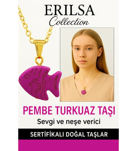 Sertifikalı Sarı Renkli Balık Model Pembe Turkuaz Taşı Kolye – Sevgi, Şans ve Ruhsal Koruma Taşı (Çok Renkli)