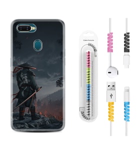 Oppo A5S A15 A16 A54 A55 A73 A74 Kılıf Kablo Koruma Spiral Silikon Warrior 1653