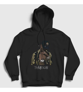Presmono Unisex Siyah Gold Astroworld Travis Scott Kapüşonlu Sweatshirt 42535tt