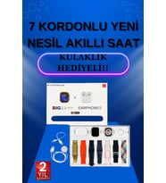 Akıllı Saat 7 Kordonlu Kulaklık Hediyeli Nabız Ölçer Uyku Takibi Sesli Görüşme