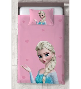 MEKTA HOME BEBEK VE ÇOCUK ODASI Pembe Elsa Desenli Yatak Örtüsü