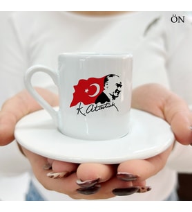 Özel Tasarım Özel Anlar Türk Bayraklı Mustafa Kemal Atatürk Türk Kahve Fincanları