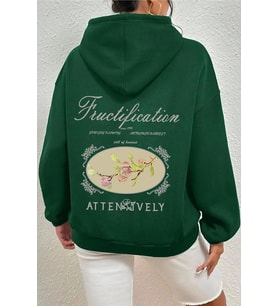 Unisex Oversize Fructification Baskılı Sweatshirt (Yeşil)