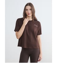LCW Comfort Kahverengi Bisiklet Yaka Soft Touch Kadın Tişört