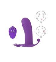 AMANRAYA Klitoris G-Spot ve anl Uyarıcı 3 in 1 Giyilebilir Kelebek Vibratör - Mor