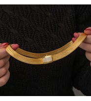 Gümüş Gold Zirkon Taşlı Trabzon Hasır Kadın Kolye