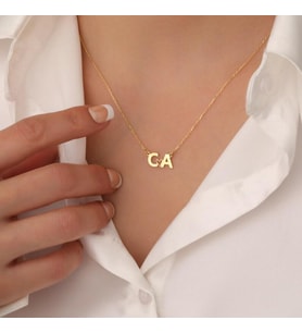Kişiye Özel Minimalist Çift Harf Kolye 925K Gümüş (Gold)