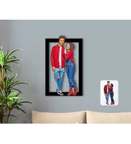 BK Gift Kişiye Özel Tam Boy Sevgililer Karikatürlü 3D Ahşap Tablo-1