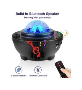 Yıldızlı Tavan Projektör, Bulutsu Galaxy Lazer, Disko Topu, Bluetooth Hoparlör, LED Işık