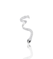 Söğütlü Silver Gümüş rodyumlu onix ve zirkon taşlı kıkırdak yılan küpe