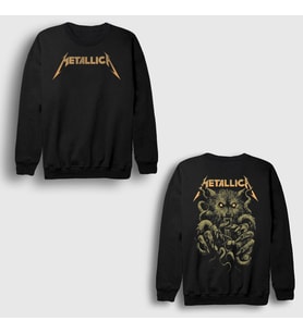 Presmono Unisex Siyah The Wolf Metallica Sırt Baskılı Sweatshirt 518088tt