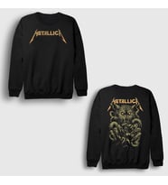 Presmono Unisex Siyah The Wolf Metallica Sırt Baskılı Sweatshirt 518088tt