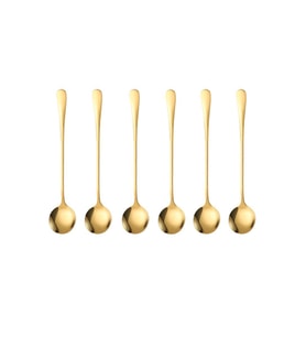 1010 Çelik Gold 6 Adet 18 cm Uzun Tatlı Latte ve Dondurma Kaşığı cin510sr-6
